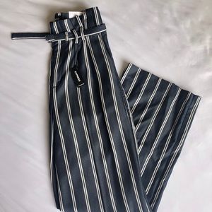 Express wise leg high rise striped pants.